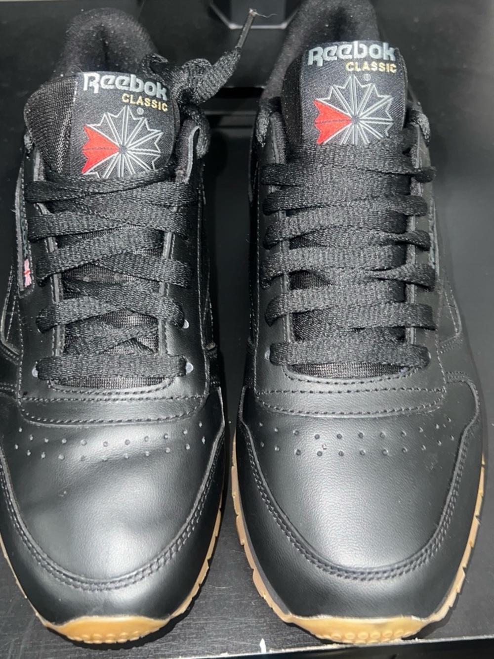 Reebok Classic Men's Black Leather Sneakers with Gum Outsole